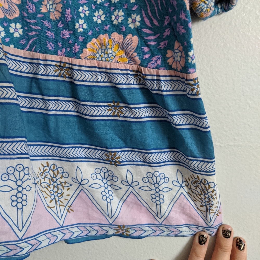 (Free People) Vintage Blue Lace Mini Dress Medium - Picture 5 of 12